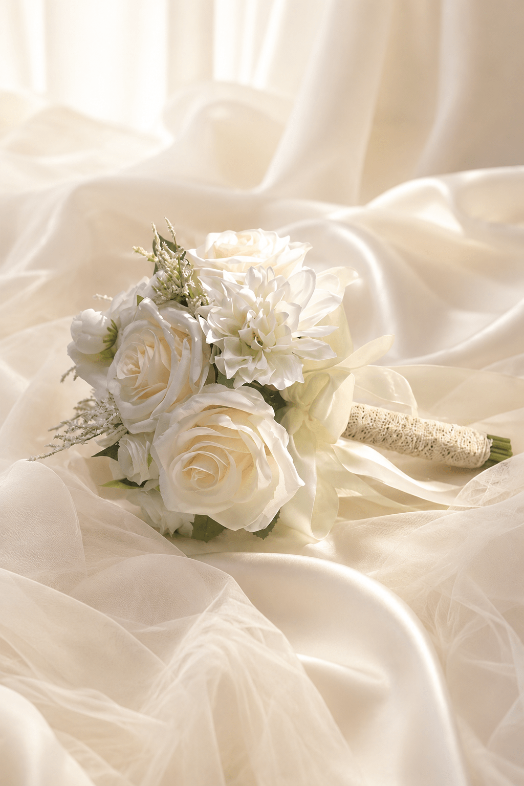 White Rose Cascade Hydrangea Wedding Flower Bouquets