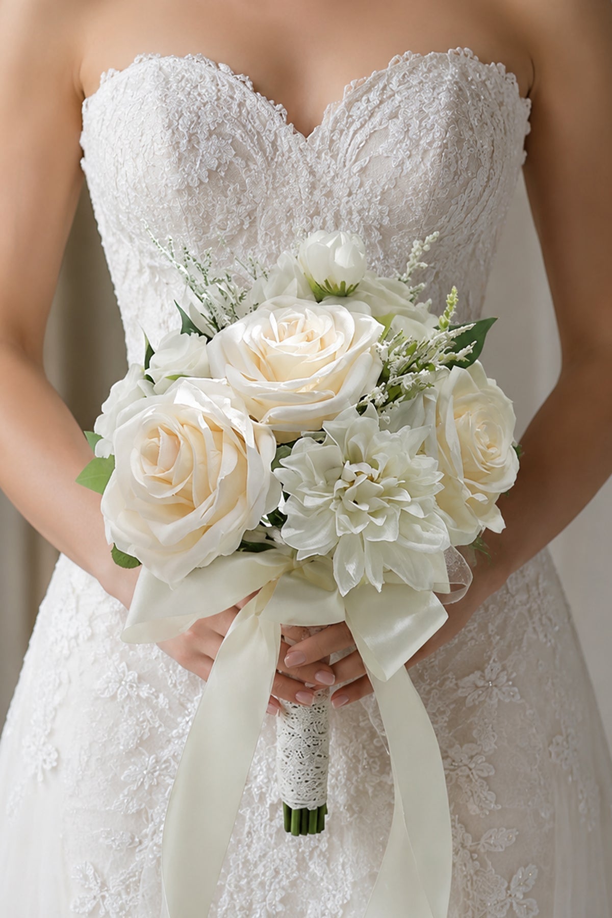 White Rose Cascade Hydrangea Wedding Flower Bouquets
